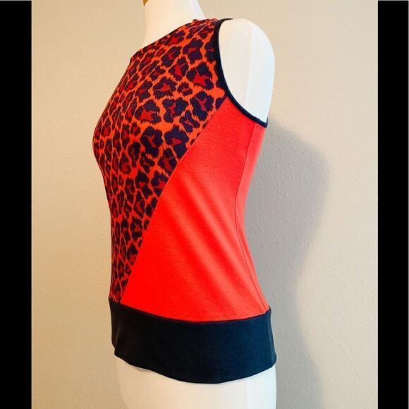 Ann Taylor black and red leopard print top - Picture 2 of 2